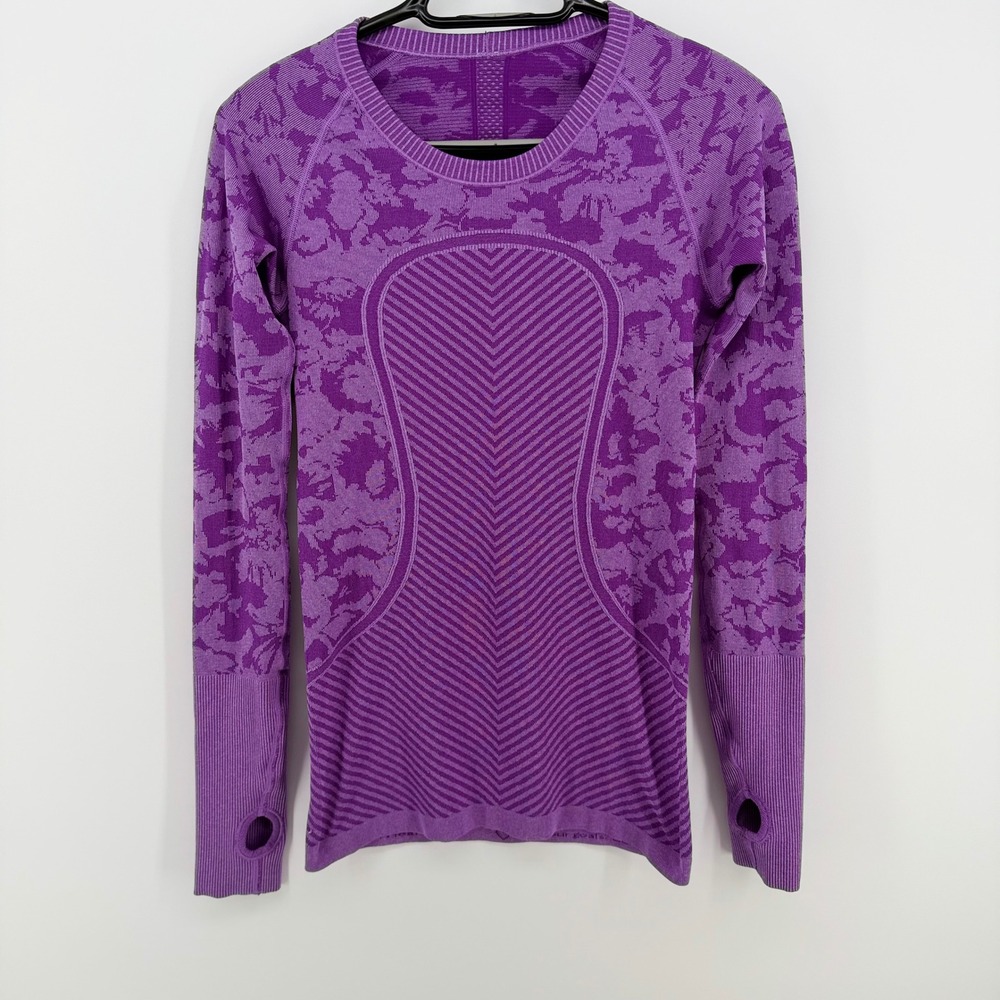 Lululemon Swiftly Tech Long Sleeve Top Womens 6 Purple Seamless Thumbholes